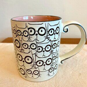 Cats with Glasses Repeat Art Graphics Embossed Coffee/Tea Mug Pink Interior